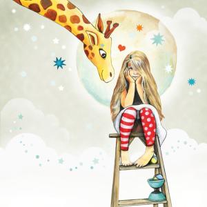 L'enfant et la girafe carte carrée