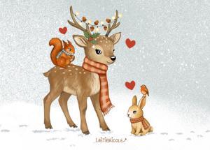Carte canson le cerf et l'écureuil de Noël 