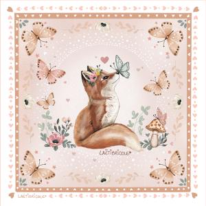 Coussin renard bambou fond rose