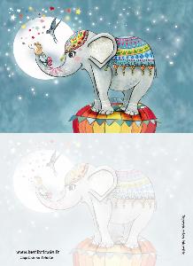 L'éléphant indien sur sa montgolfière