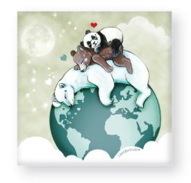 Ours et panda sur la planète