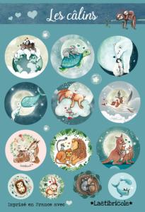 Planche d'autocollants "Les câlins"