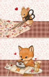 Coupon pochette couture renard et souris