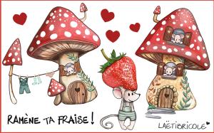 Transfert souris, champignons et fraise