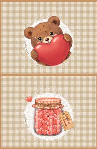 Coupon MINI pochette confiture de coeurs et ourson