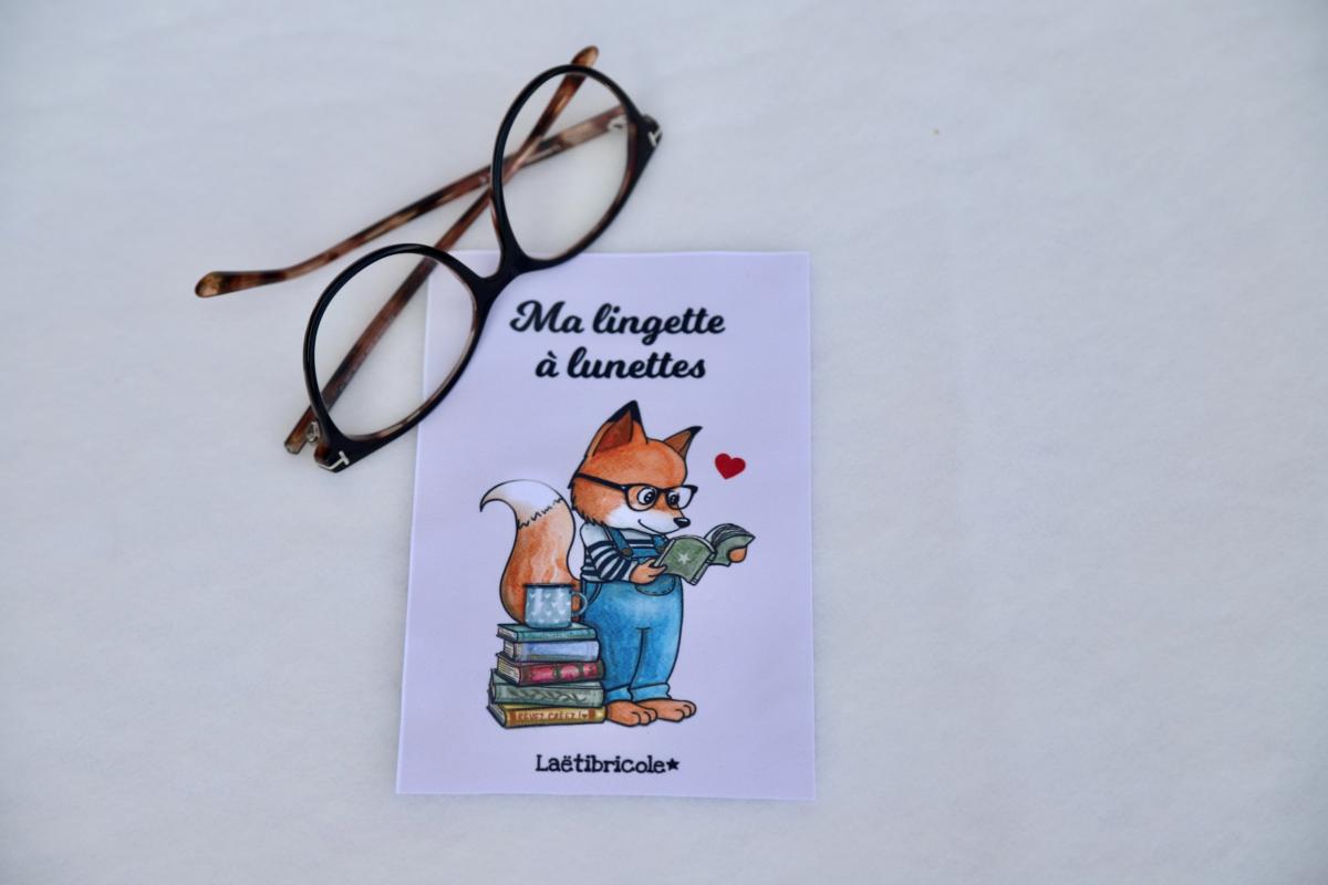 Petite lingette à lunettes le renard qui lit