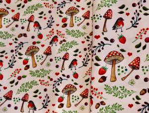 Coupon PETIT motifs champignons et rouges-gorges