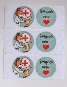 Lot 3 étiquettes "Soigner avec amour"