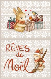 Pochette rêve de Noël au pinceau + lapin et ses cadeaux GRAND format