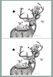 Coupon pochette x 2 cerf et compagnie en N&B