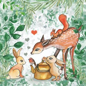 Biche, lapin et théière dans la forêt !