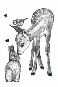 Bambi et son lapin N&B