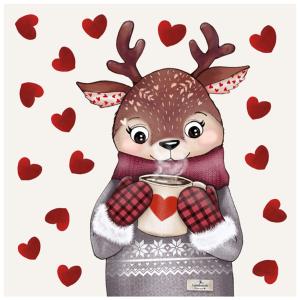 Coupon coussin pluie de coeurs et cerf