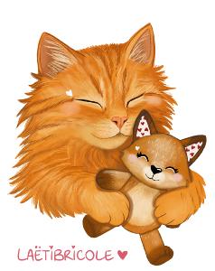 Transfert chat roux et son doudou