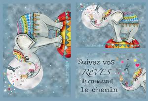 Coupon l'éléphant indien sur sa montgolfière