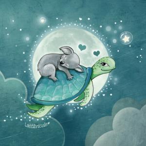 Le koala sur sa tortue