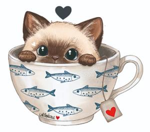Transfert chat tasse  poissons🐟 