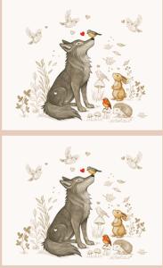 Coupon pochette loup et oiseaux