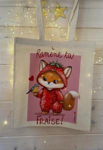 Le tote bag renard fraise