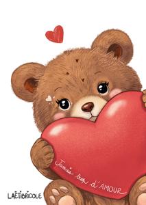 Carte ours coeur gros plan ❤️