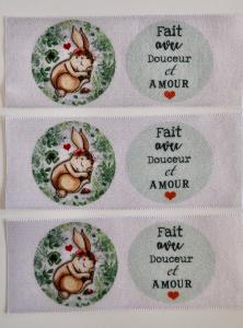 Lot 3 étiquettes lapin fleurette
