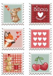 Transfert timbres coeurs et bisous ❤️