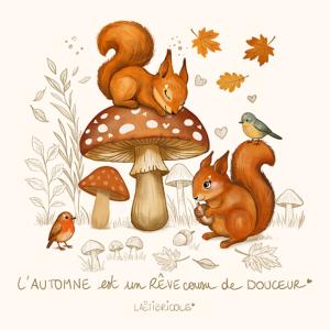 Les écureuils de l'automne carte carrée