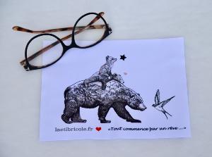 Lingette à lunettes Ours noir & blanc