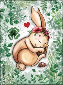Coupon devant de sac sieste du lapin fleurette