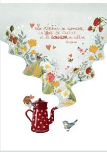 Coupon théière et fleurs - Rabat pour cahier